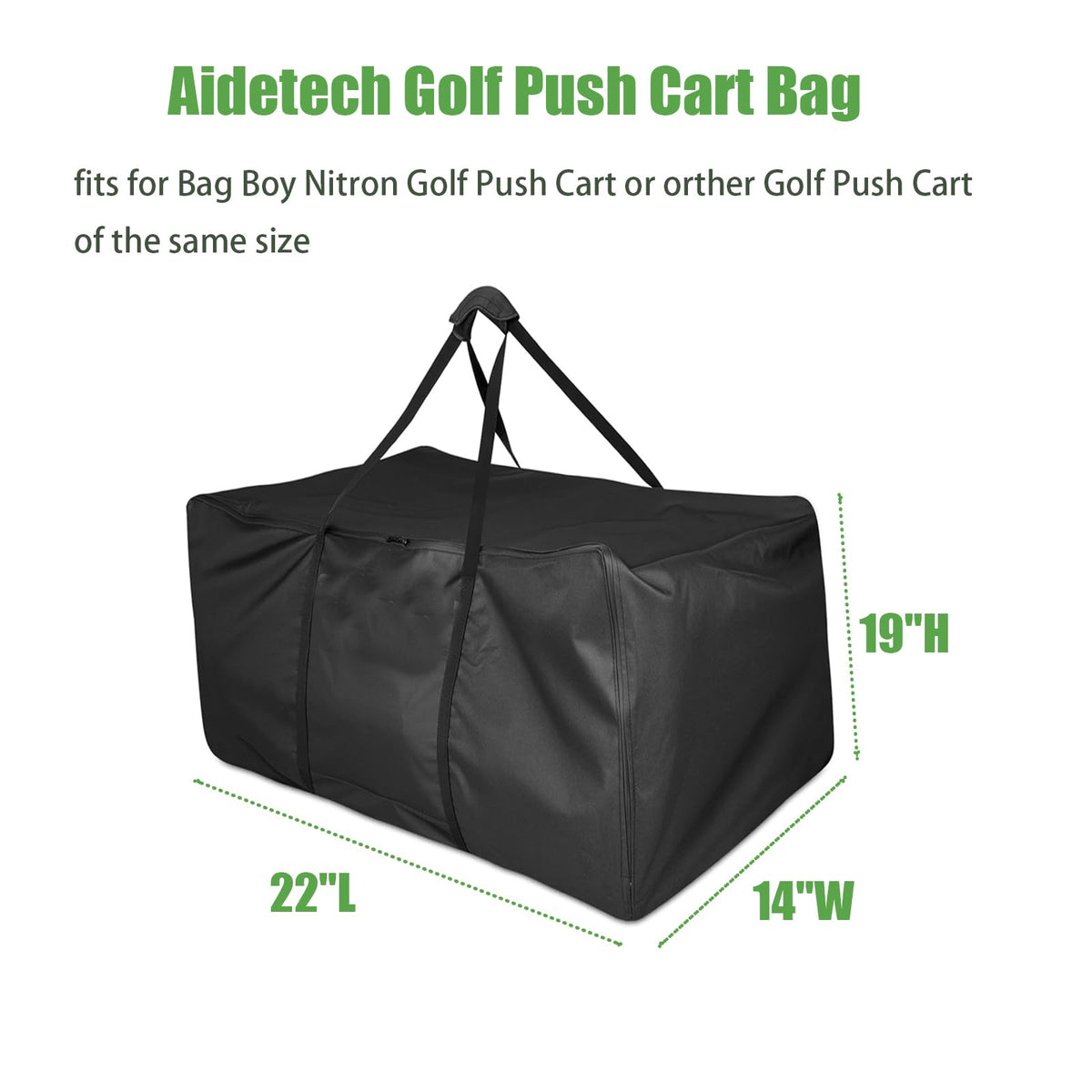 Aidetech bag open-wide for easy cart insertion and removal.
