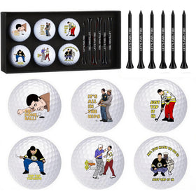 Aikiprety funny golf balls set on white background, ideal gag gift for golf lovers