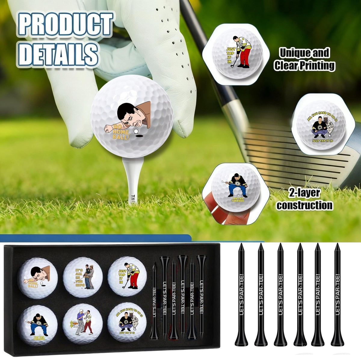 Aikiprety golf tees included with balls for quick on-course setup