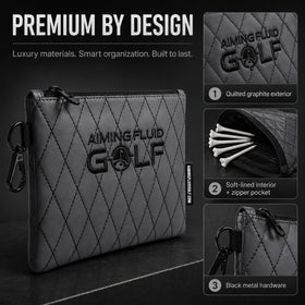 Aiming Fluid Golf 360 swivel clip enables secure, quick attachment to bags or luggage