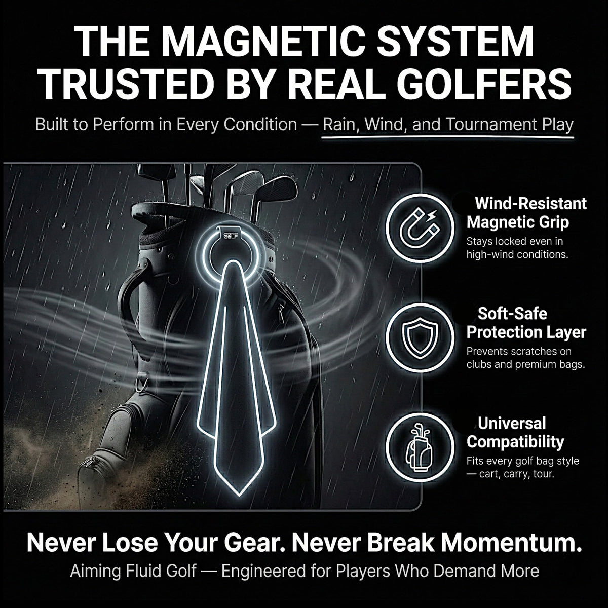 Aiming Fluid Golf Magnetic Landing Pad on-the-green use shows discreet placement.
