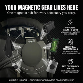 Aiming Fluid Golf Magnetic Landing Pad rangefinder-ready magnetic mount convenient.