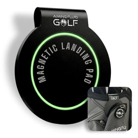 Aiming Fluid Golf Magnetic Landing Pad with steel core secures towels and tools.