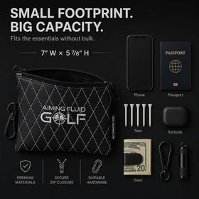 Aiming Fluid Golf interior zip pocket secures small valuables during travel.