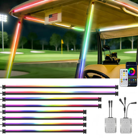 AIPSET 12-80V FCOB LED strip close-up showing smooth, uniform glow for golf carts.