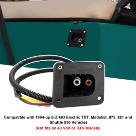 AIPSET 36V golf cart receptacle back view showing robust connection points for EZGO.