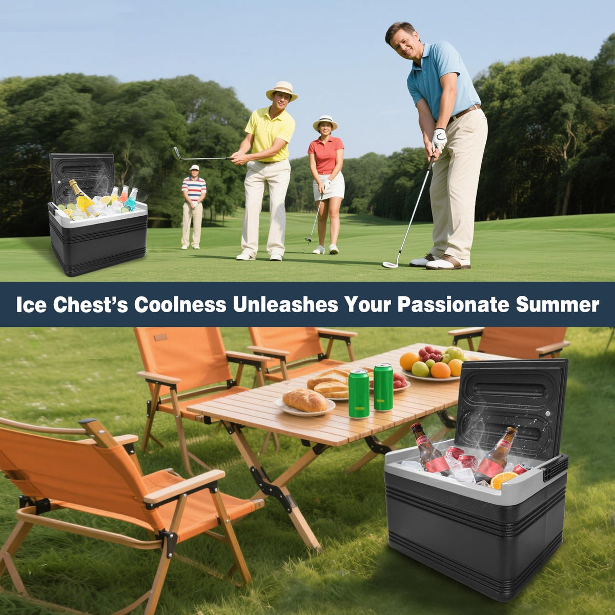 AIPSET keeps beverages cold during sunny golf rounds on the course.
