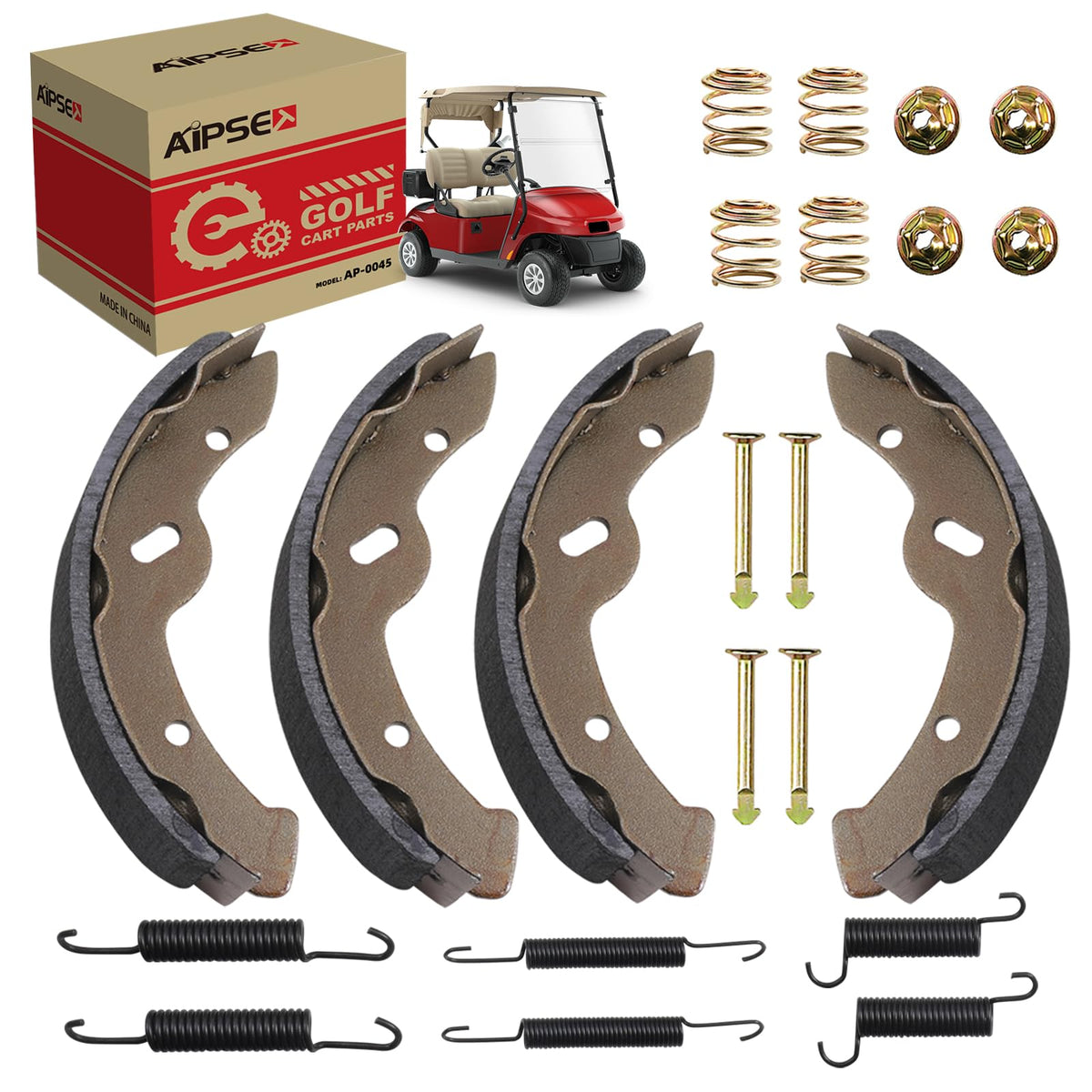 AIPSET EZGO TXT brake shoes kit with springs for reliable braking performance