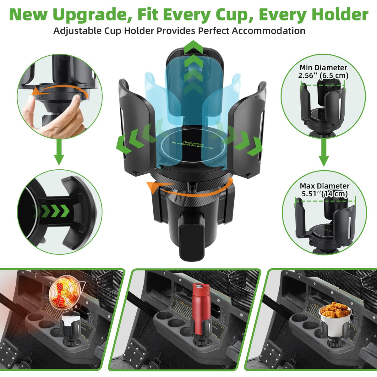 AIPSET golf cart cup holder adjustable base holds bottles firmly during rides.