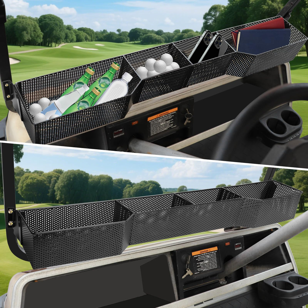AIPSET front basket capacity helps organize tees, phones, and keys