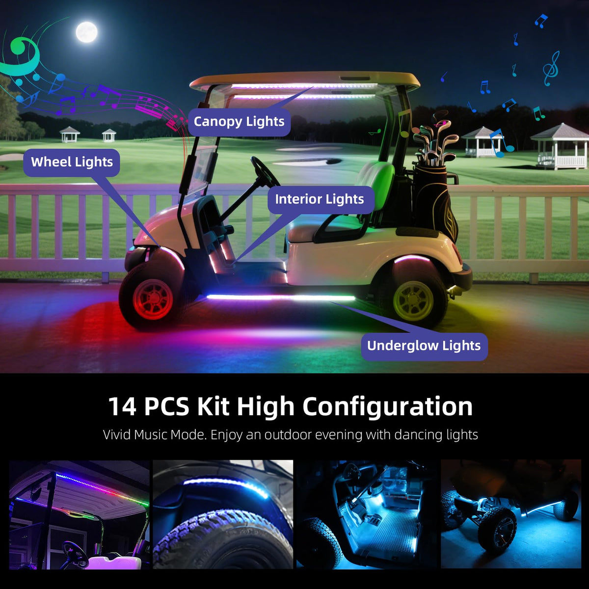 AIPSET side neon strip on a cart showing customizable color options.