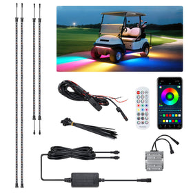 AIPSET golf cart LED light strip underglow kit enhances visibility and style on the course.
