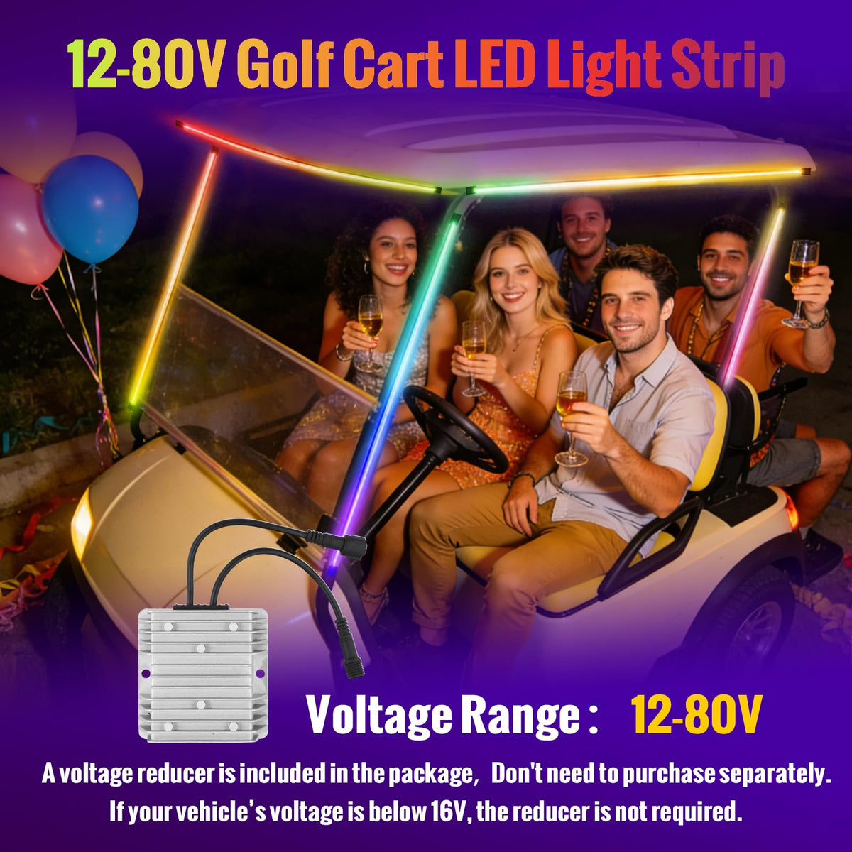 AIPSET golf cart LED strip installation demonstrates universal compatibility and easy wiring.