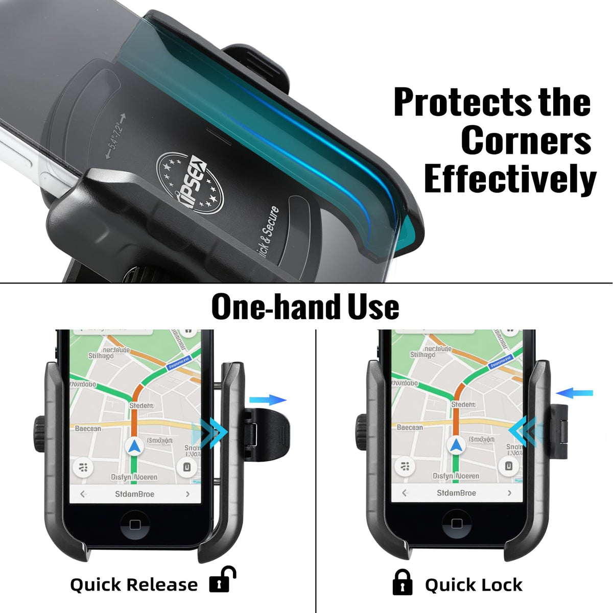 360-degree rotation for landscape or portrait views during navigation.
