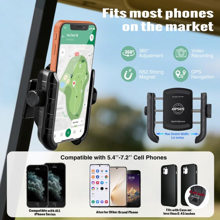 AIPSET mount attaches to metal surfaces for hands-free use.
