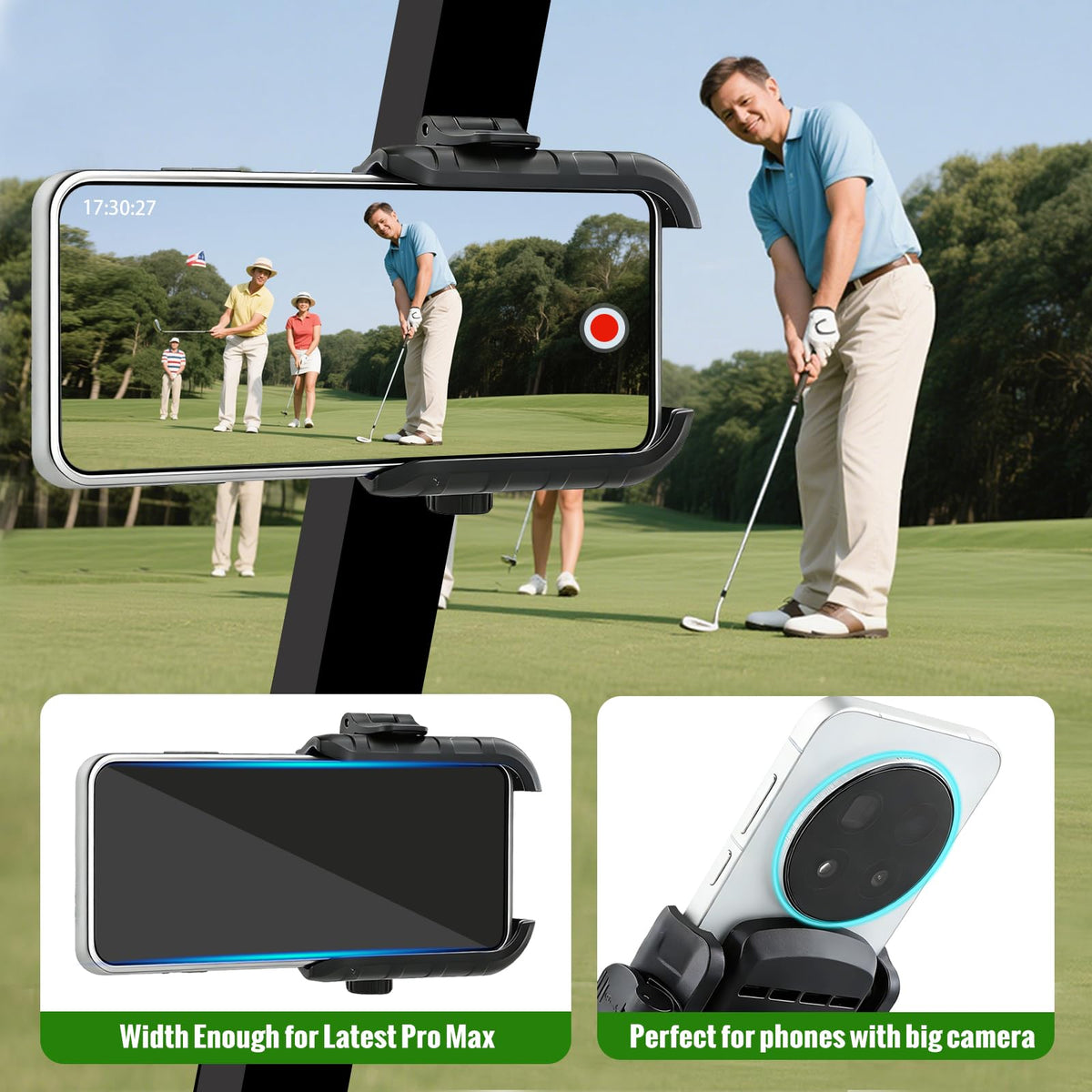 One-handed operation with memory bracket makes phone placement quick.