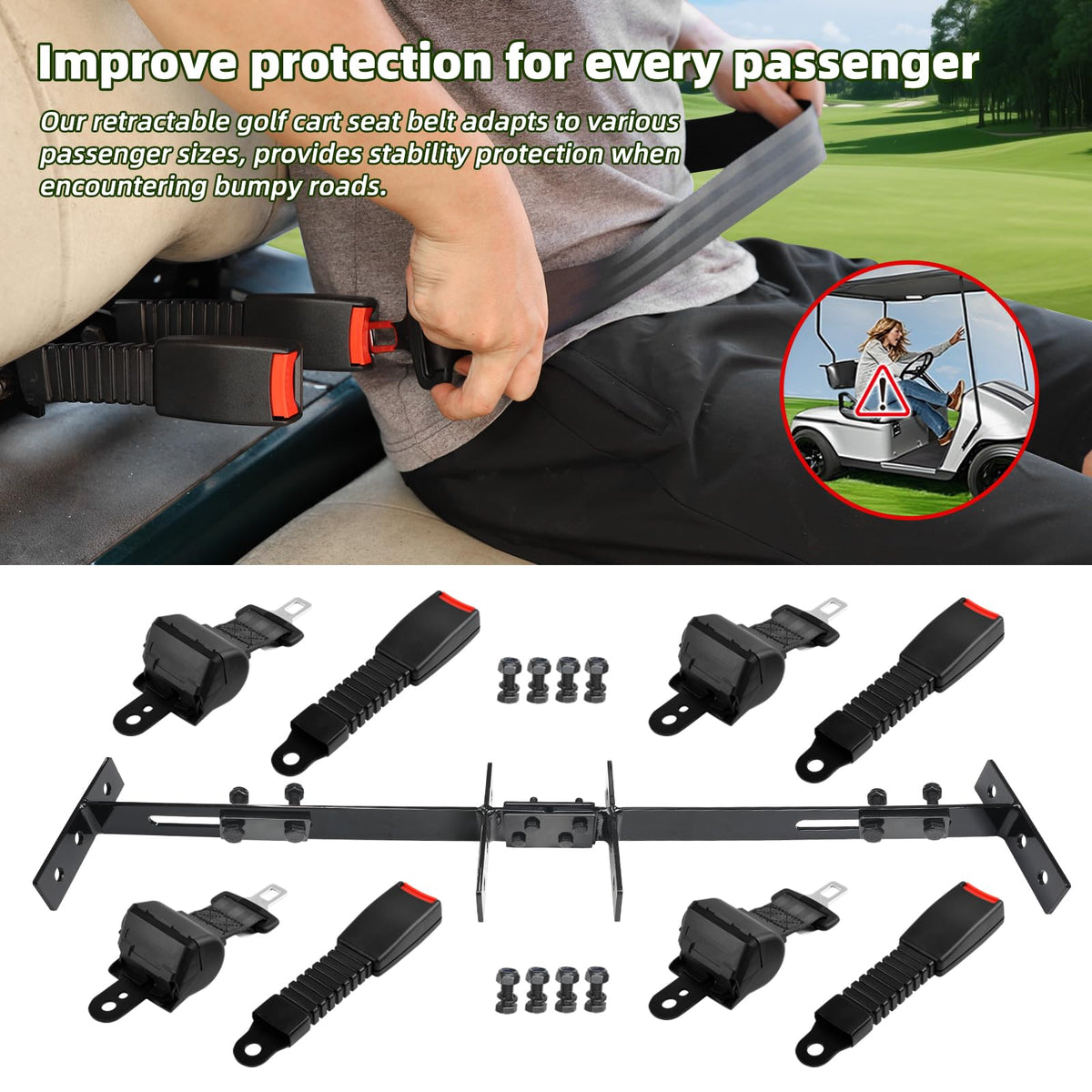 AIPSET rear-seat belt with bracket provides secure restraint for passengers.