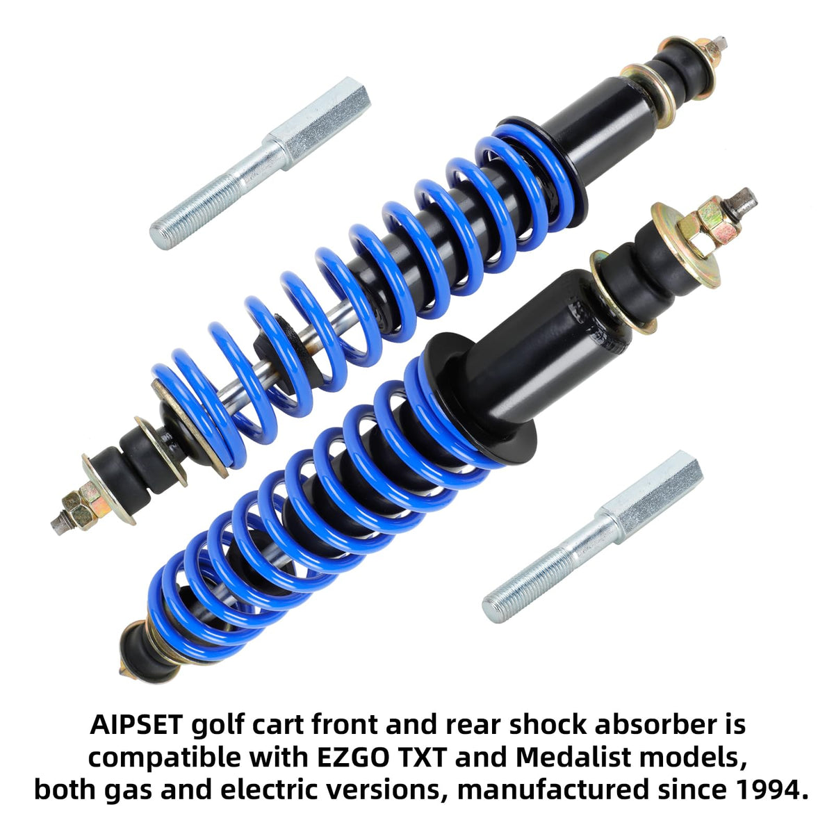 AIPSET golf cart shock absorber rear view enhances comfort on rough surfaces.