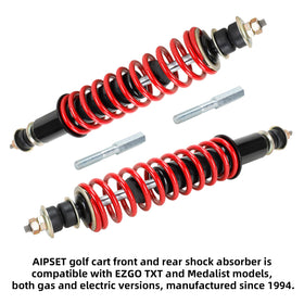 AIPSET rear shock for EZGO TXT models enhances comfort on rough surfaces.