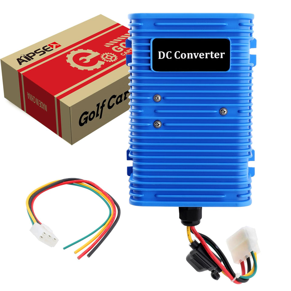 AIPSET voltage reducer front view powering 12V accessories with compact, rugged casing.
