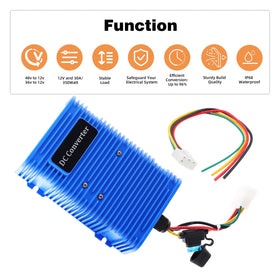 AIPSET voltage reducer installed in cart demonstrates universal compatibility with EZGO, Club Car, Yamaha.