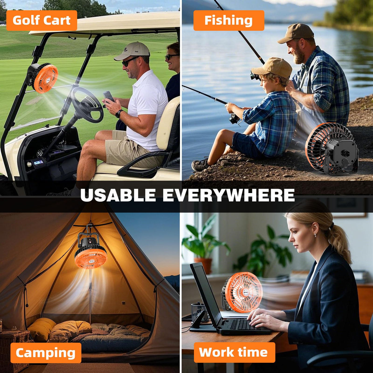 AIPSET golf fan fits square-tube carts for easy installation
