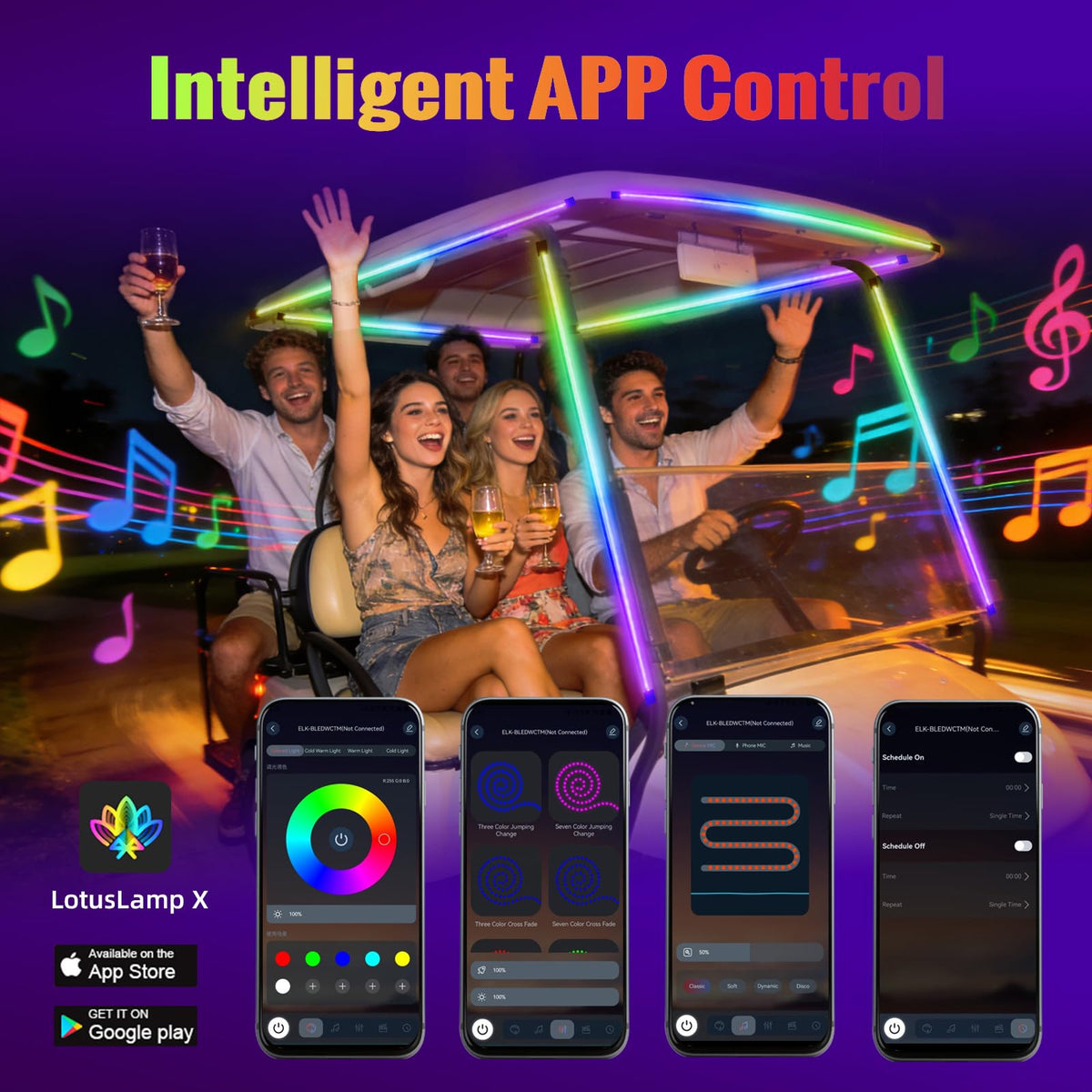 AIPSET music sync feature pulses with your song for immersive rides.