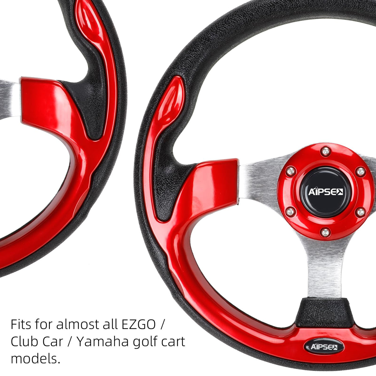 AIPSET steering wheel red anti-slip artificial leather for steady handling