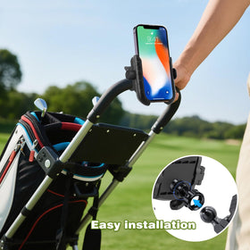 AIPSET stroller phone holder keeps the phone within easy reach