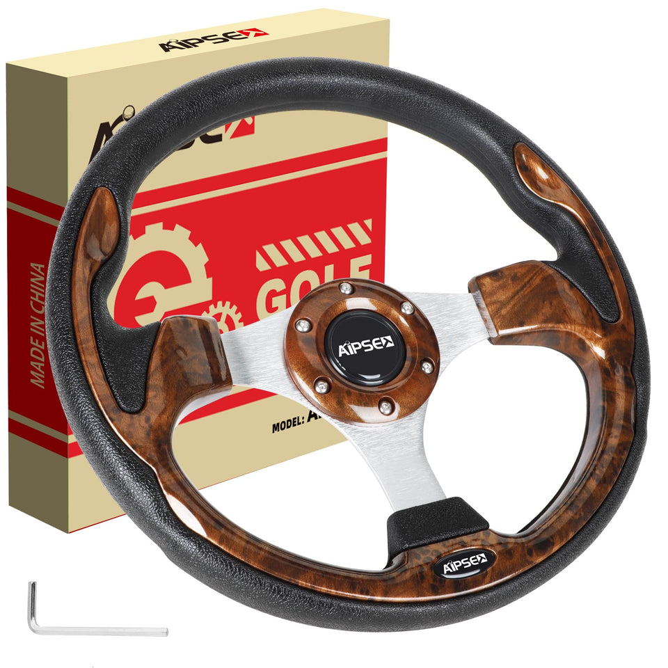 AIPSET universal steering wheel installed on EZGO for improved grip and control