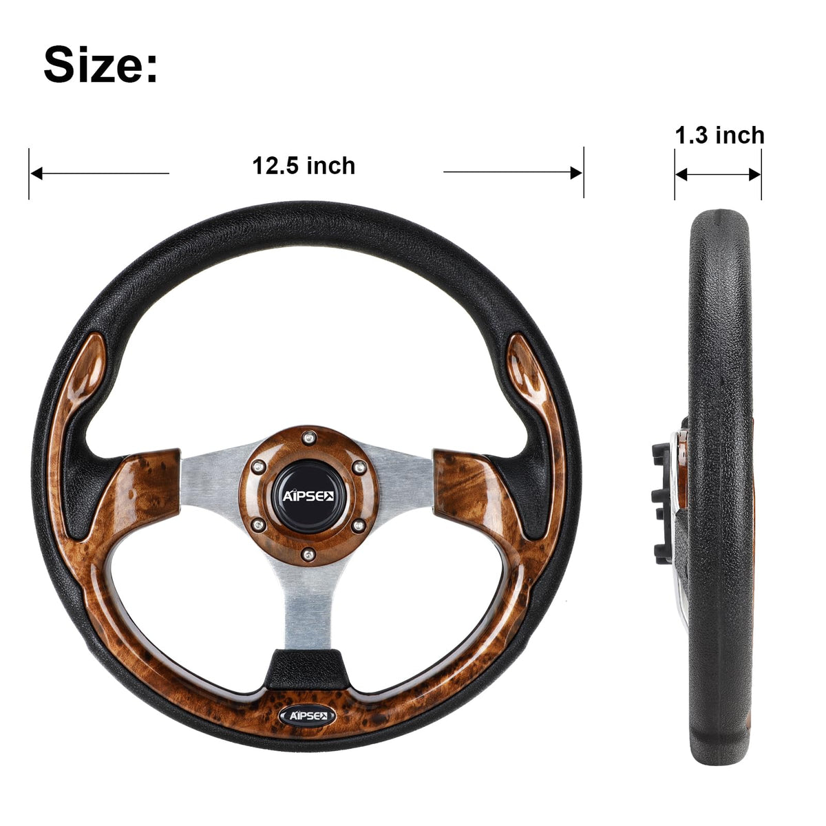 AIPSET wood grain style steering wheel adds timeless elegance to your cart