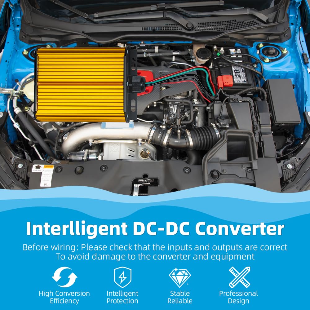 air2yun DC-DC 12V 360W side view highlighting durable aluminum shell.