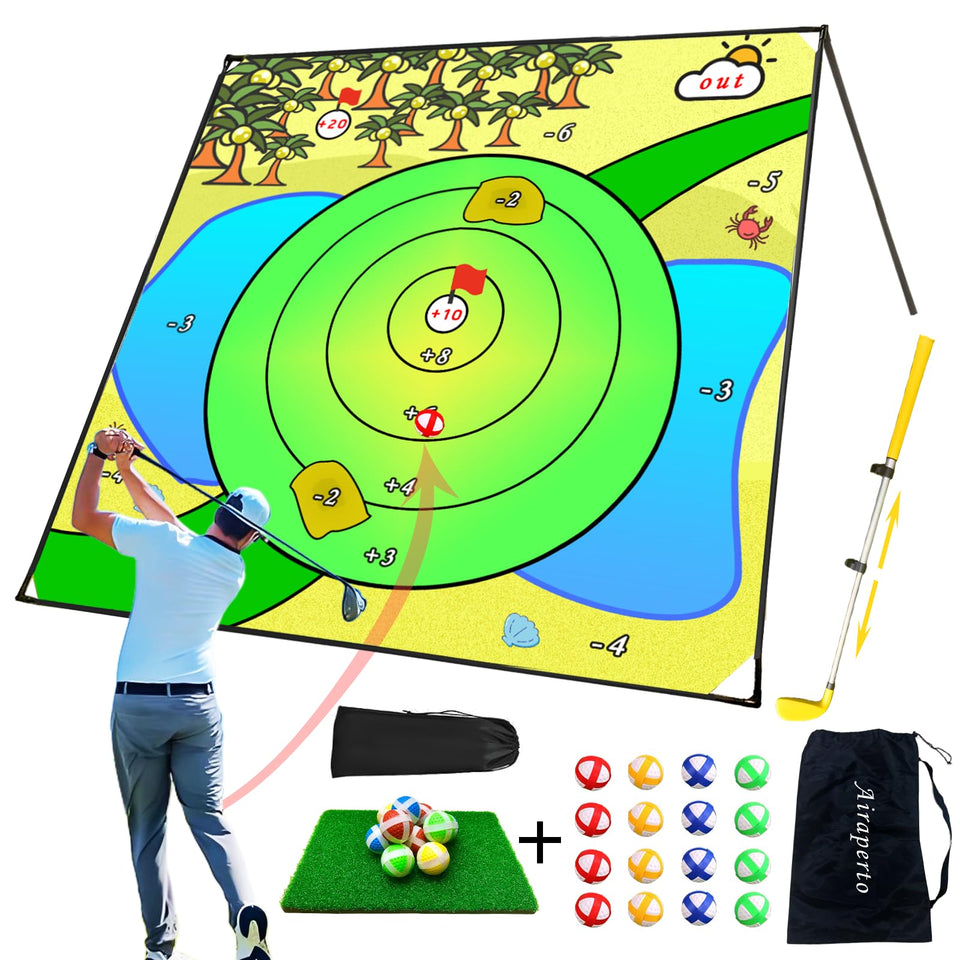 Airaperto Battle Golf mat laid out for expansive outdoor practice setup.