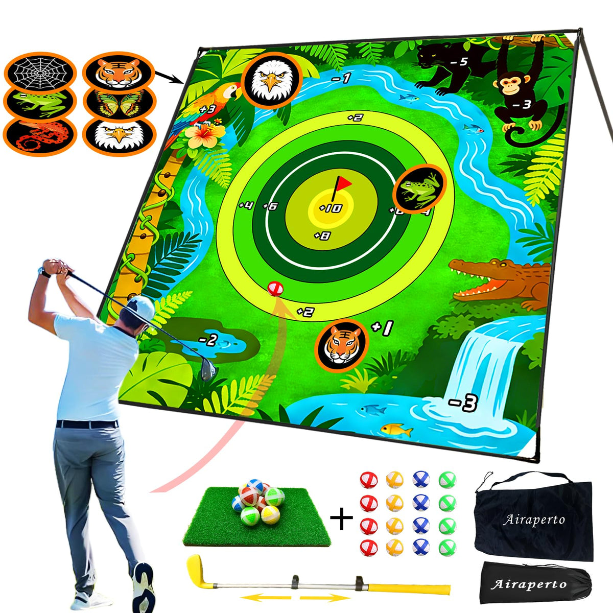 Airaperto battle golf mat 80x80 for versatile practice indoors or outdoors.