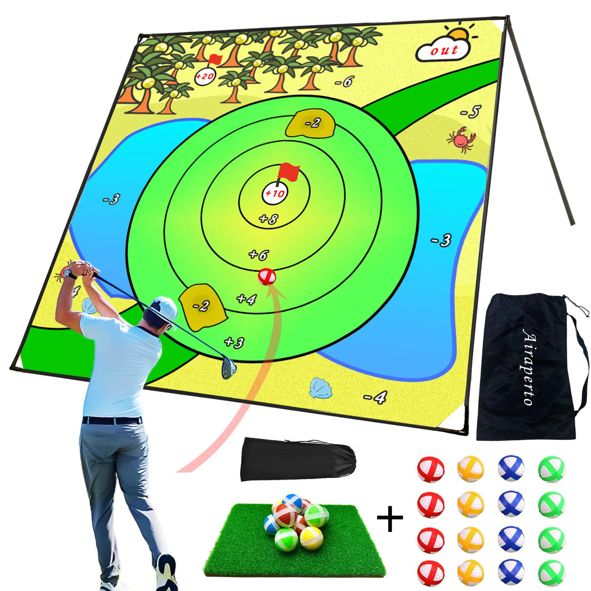 Airaperto Battle Golf Mat with stable frame for reliable outdoor practice.