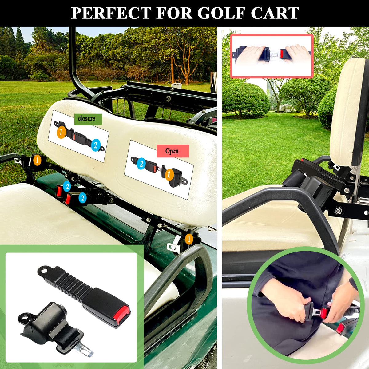AIWEILUCK 42-inch retractable seat belts for adjustable passenger comfort.