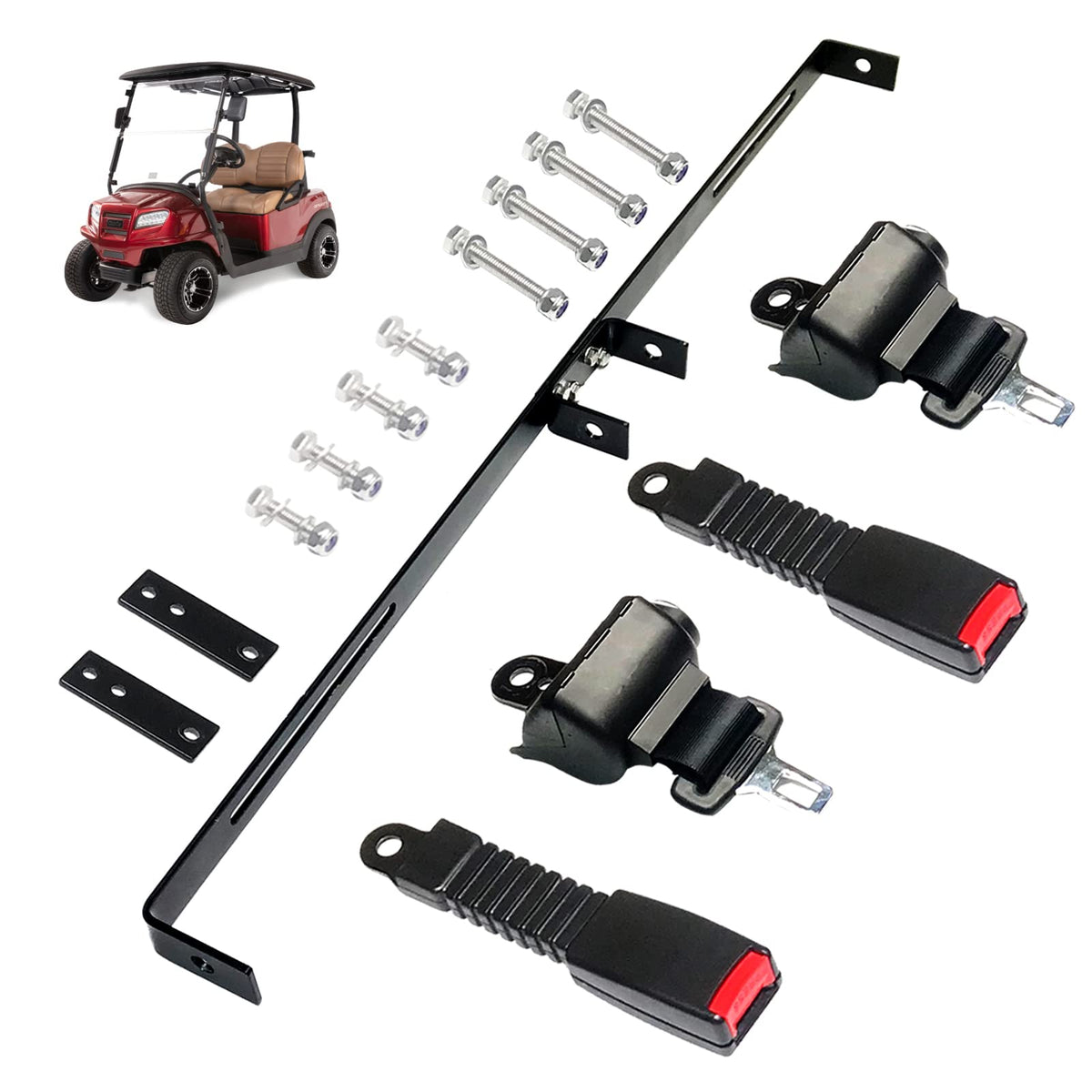 AIWEILUCK universal bracket fits most golf carts for secure seat belt mounting.