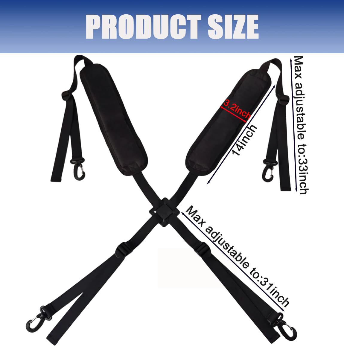 Ajqxh universal double shoulder strap provides balanced weight distribution for comfortable rounds.