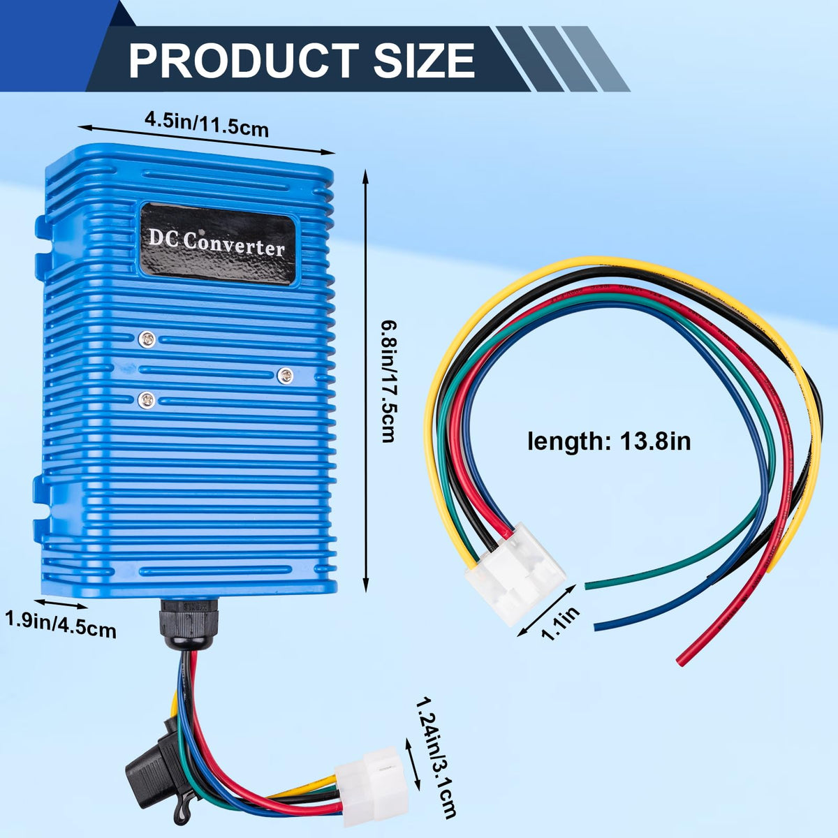 AJulyBee 30A DC-DC converter delivers stable 12V output for accessories.