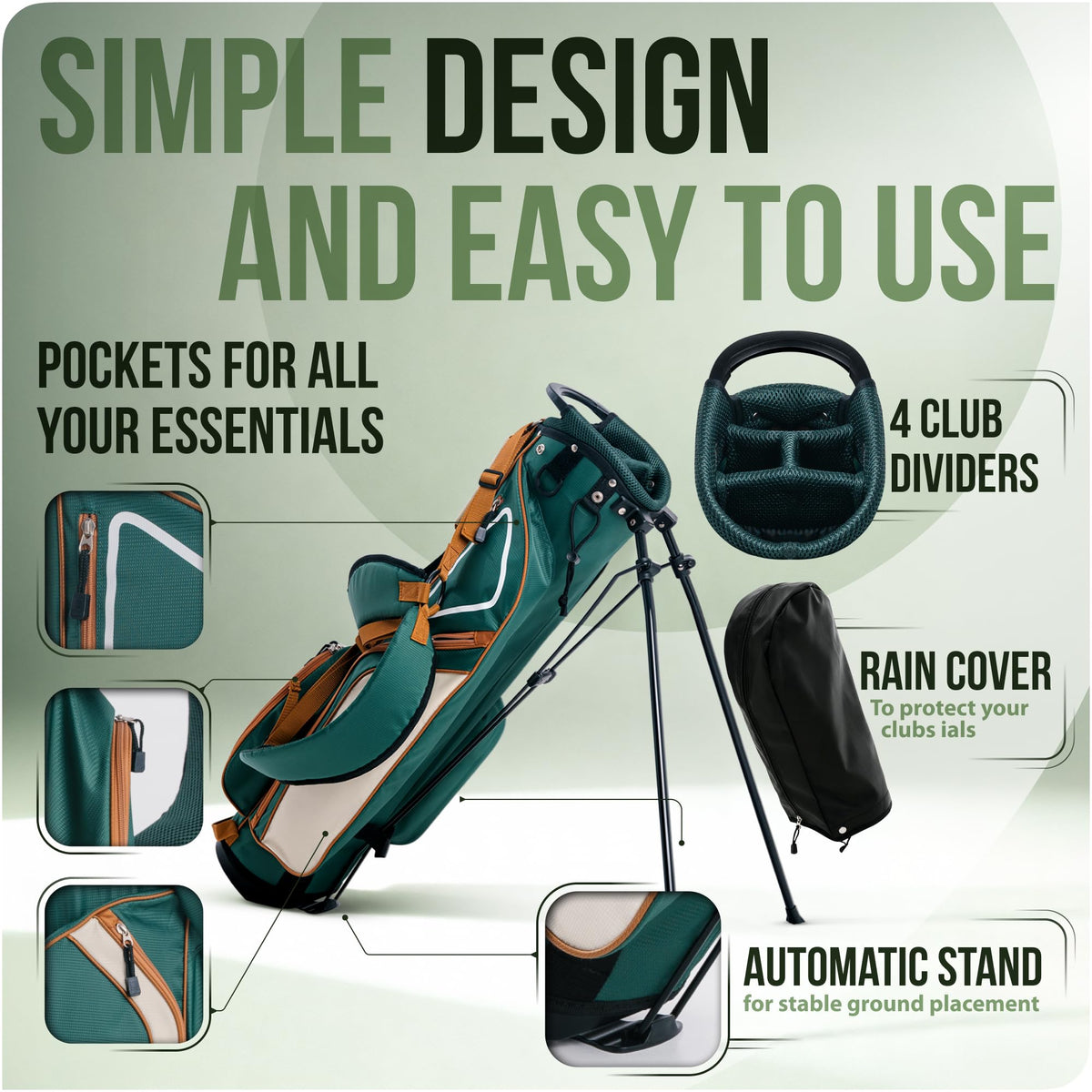 AK System Ultra-Lite 4-way dividers keep clubs organized and protected.