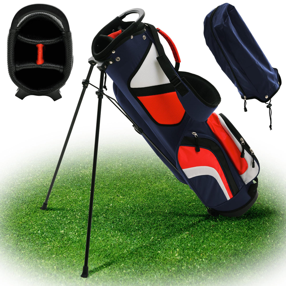 AK System Ultra-Lite Golf Stand Bag navy color for easy light-weight carrying