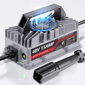 Akizbeir 48V Yamaha G29 charger front view for reliable golf cart charging.