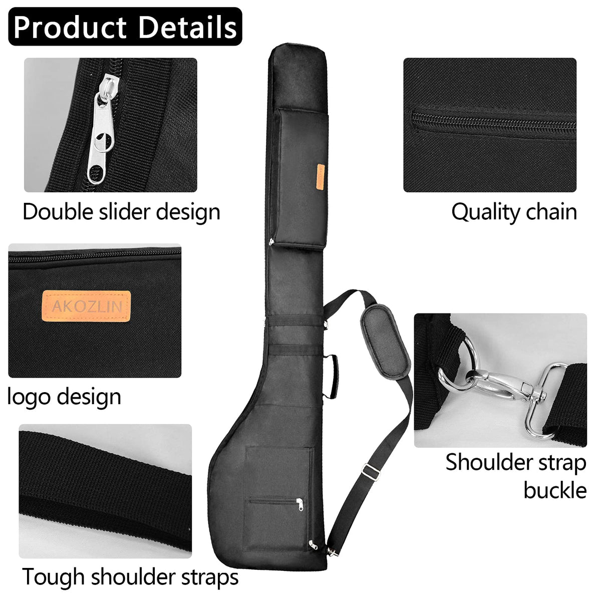 AKOZLIN foldable golf bag front pockets demonstrate organized gear on the course