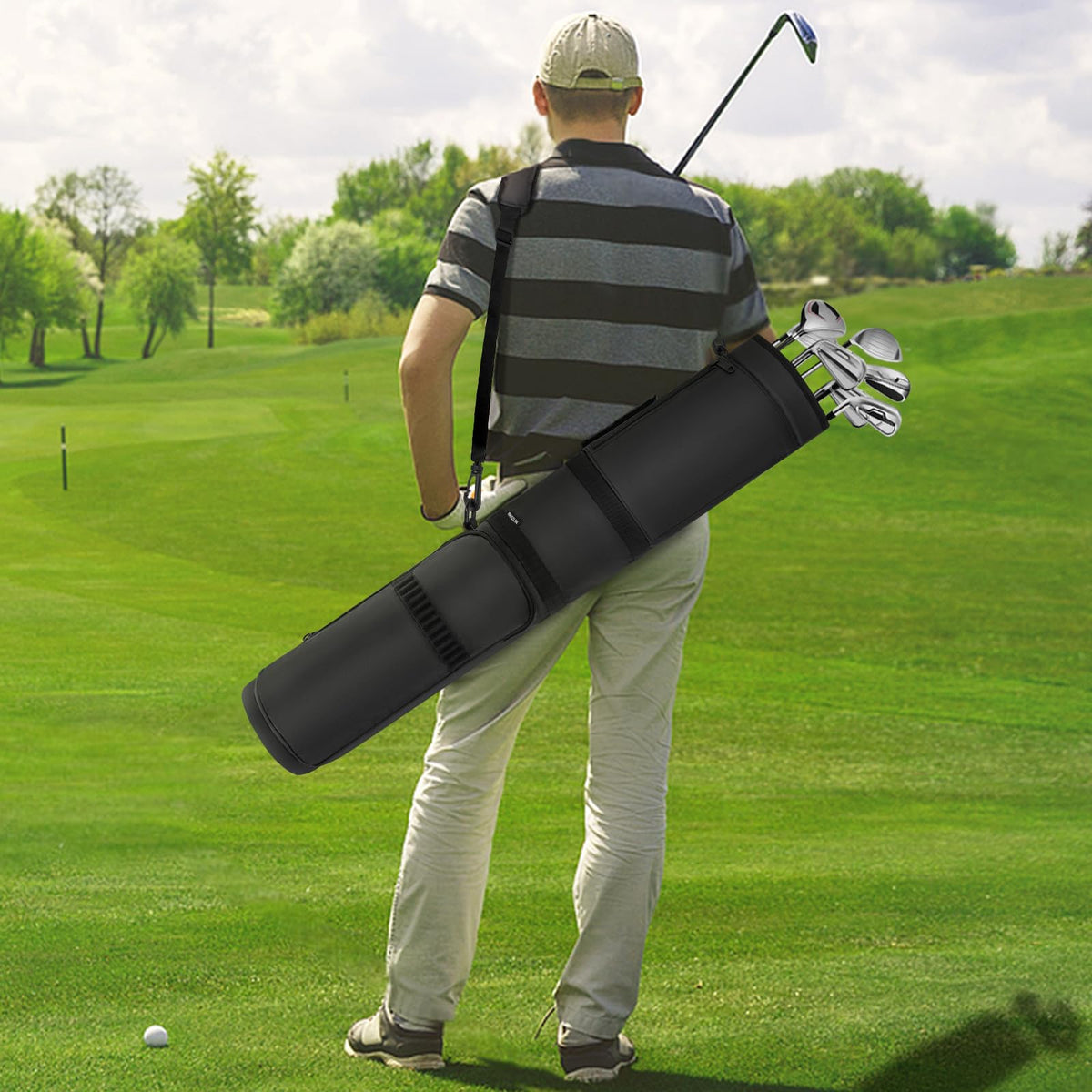 AKOZLIN Golf Carry Bag is travel-friendly for practice and trips.
