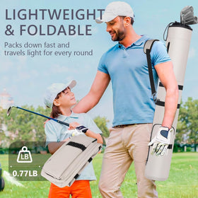 AKOZLIN grey color golf bag matches gear neutrally.