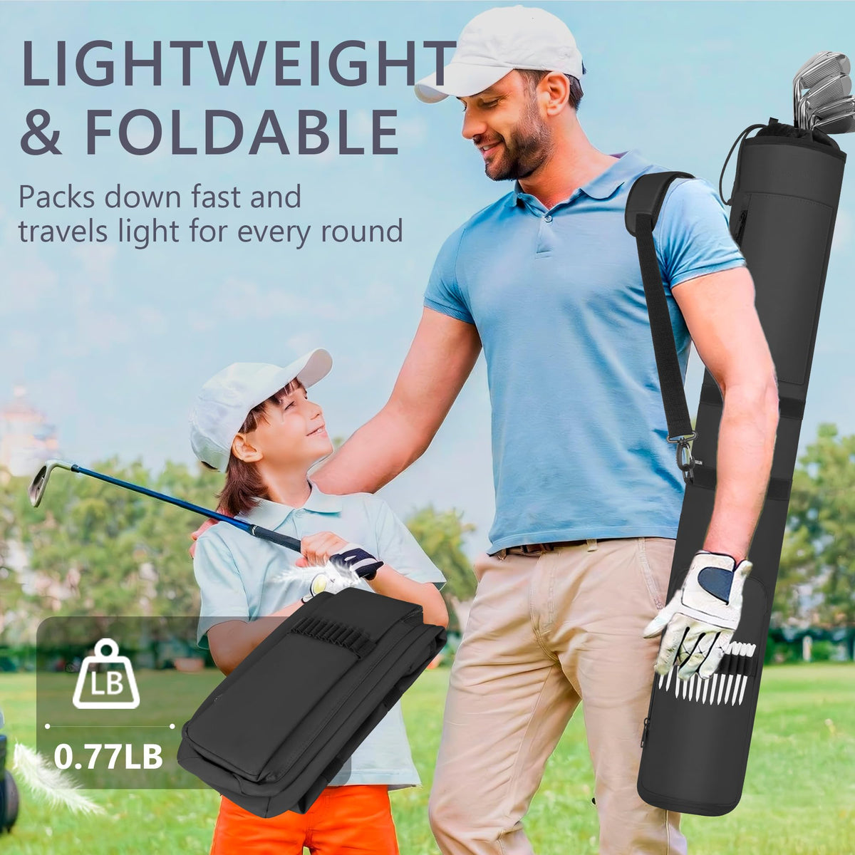 AKOZLIN golf sunday bag black color with sleek course-ready look