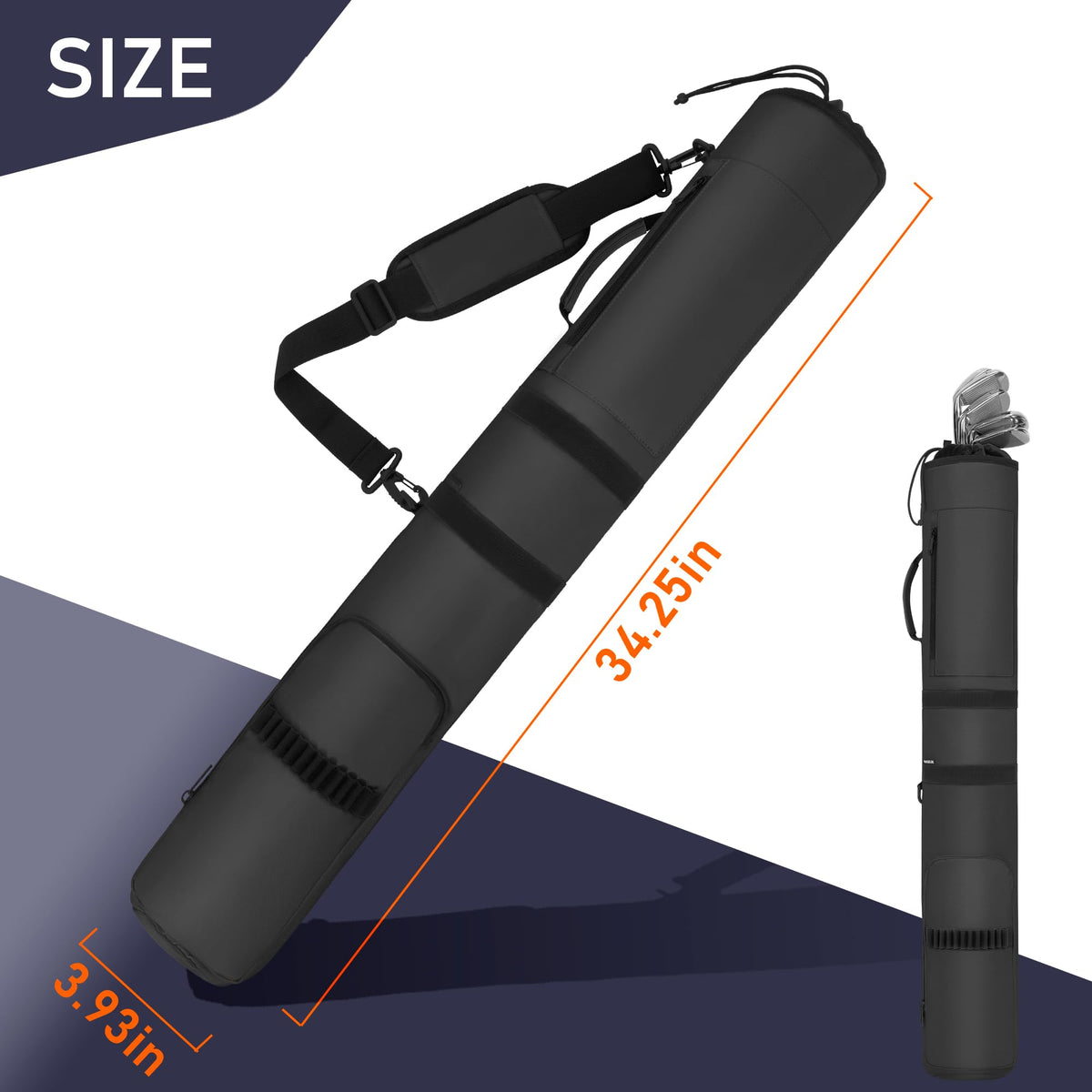 AKOZLIN golf sunday bag cinch-top closure keeps clubs secure during movement