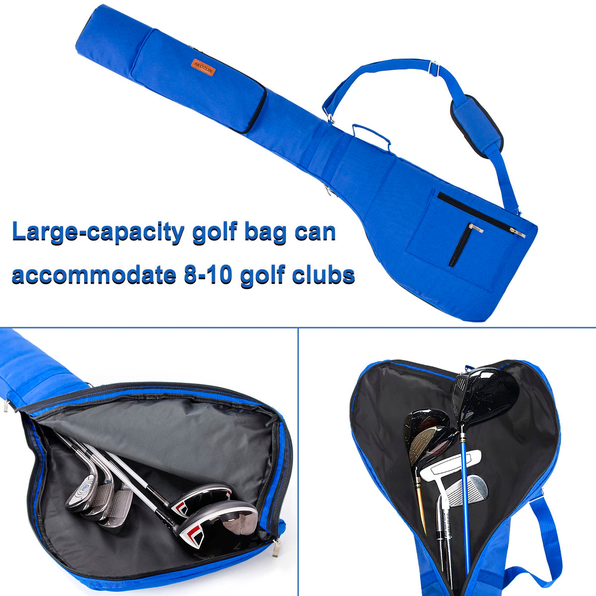 AKOZLIN portable golf bag front pockets for quick access