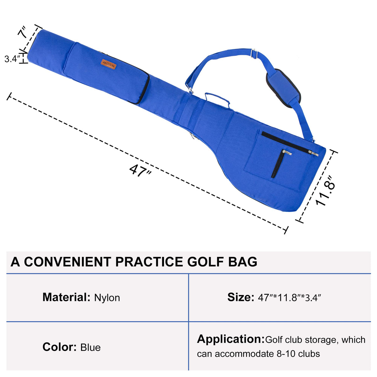 AKOZLIN portable golf bag with adjustable shoulder strap for comfortable carry