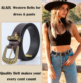 ALAIX leather belt in black with 1 inch strap, versatile daily wear